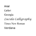Samples of Standard Fonts to be Printed on Custom Ribbon.