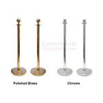 Picture of Brass vs Chrome Stanchions for Ribbon Cutting Kit.