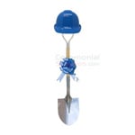 Picture of Deluxe Shovel Groundbreaking Kit with Light Blue Hard Hat and Bow.