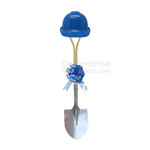 Light Blue Ceremonial Groundbreaking Kit with Hard Hat and Bow.
