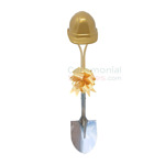 Golden Hard Hat and Bow on Ceremonial Shovel.