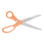 Orange Ribbon Cutting Ceremonial Scissors in Semi-open Position.