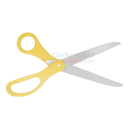 Picture of Ceremonial Scissors with Yellow Handles.