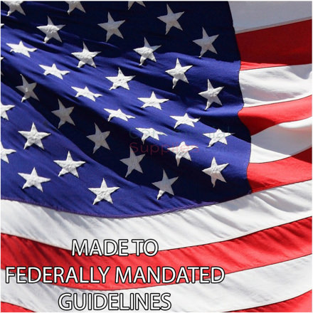 Picture of American Flag with "Made to Federally Mandated Regulations" caption