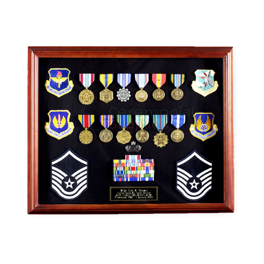 Cherry Medal and Flag Display Case 