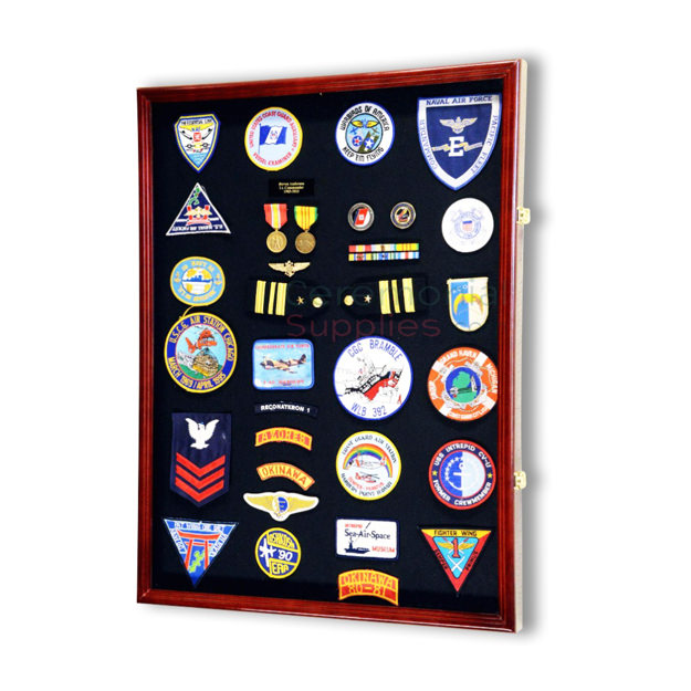 Picture of jumbo vertical display case filled with medals