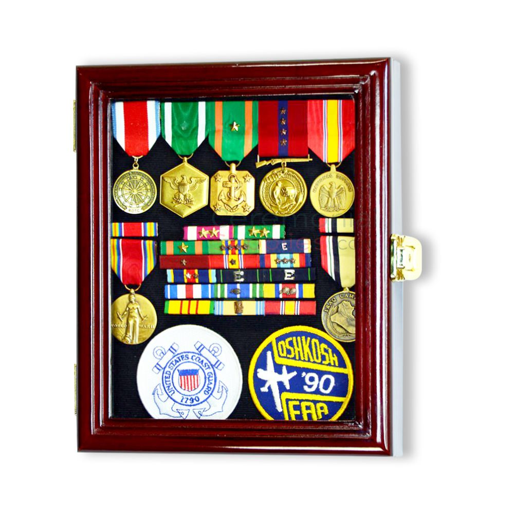 Beautiful Display Case w/ Black Finish for Military Medals Pins Patches Insignia 