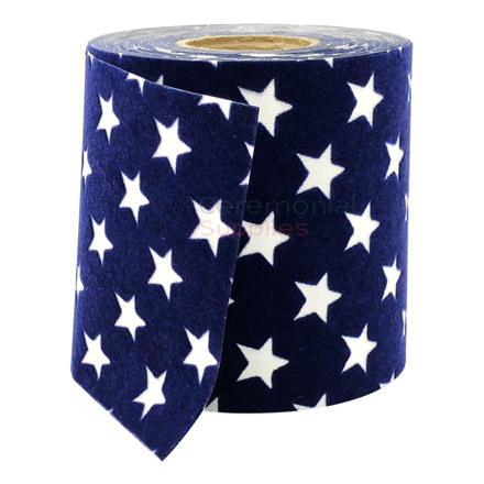 Pictured blue velvet ribbon with white poly-prop stars