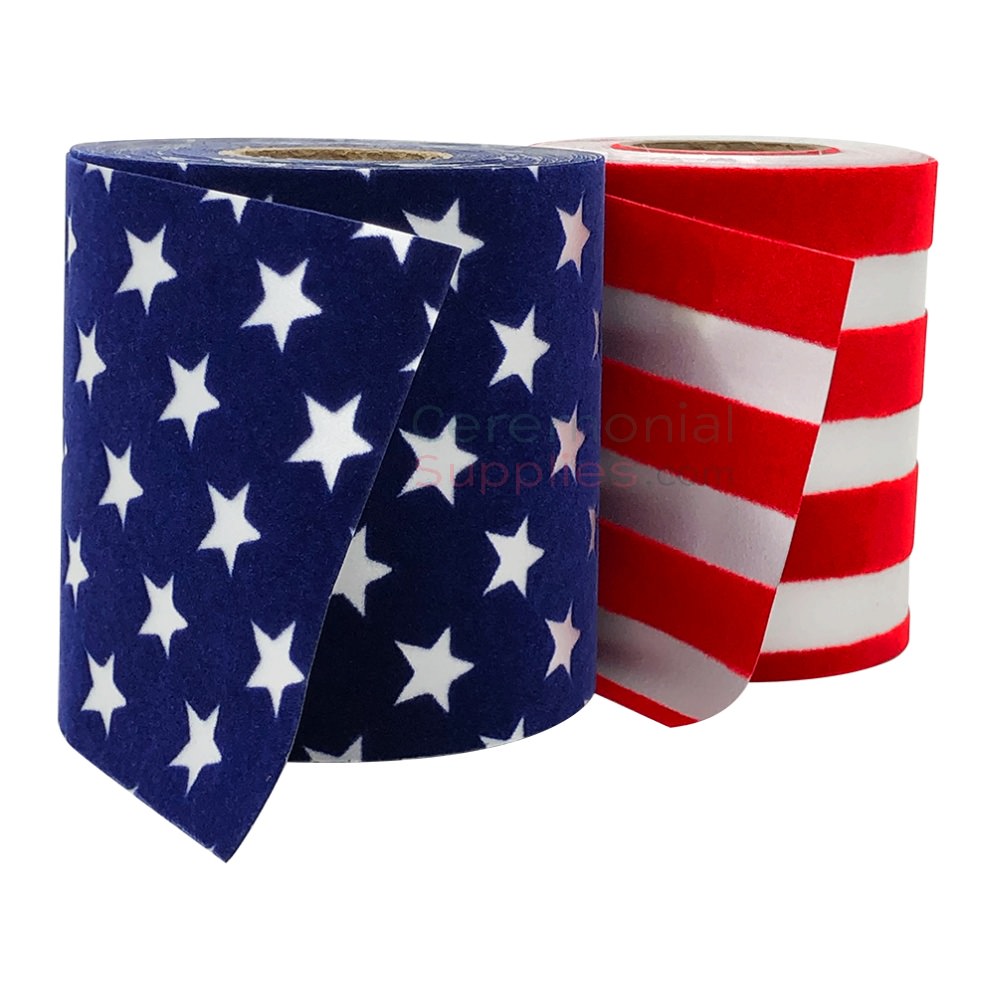 2 patriotic ribbons with stars and stripes