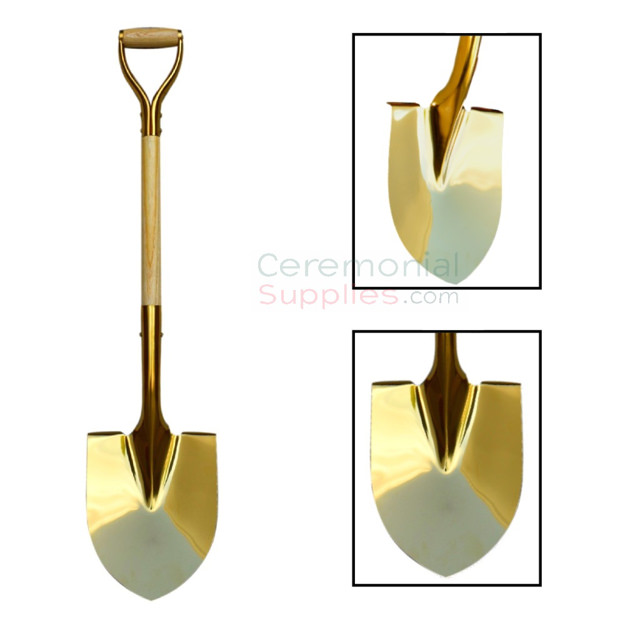 Picture of VIP Golden Ceremonial Shovel in various poses.