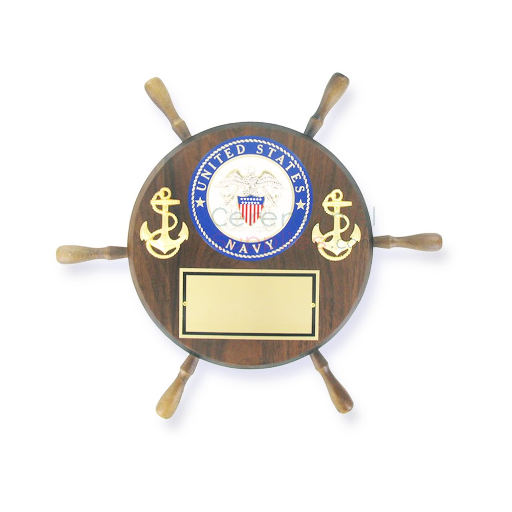 Us Navy Medallion Ship Wheel Award Plaque