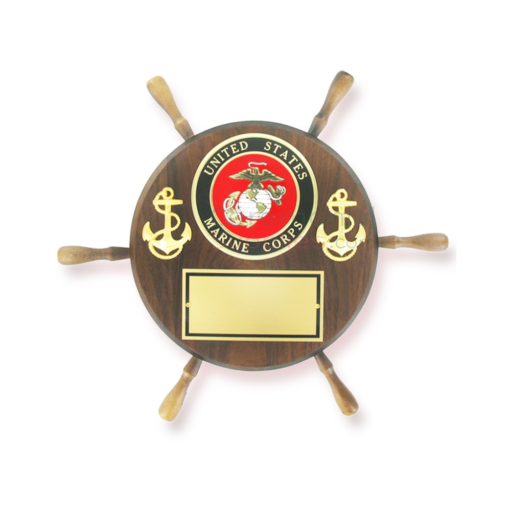 Us Marine Corps Medallion Ship Wheel Award Plaque