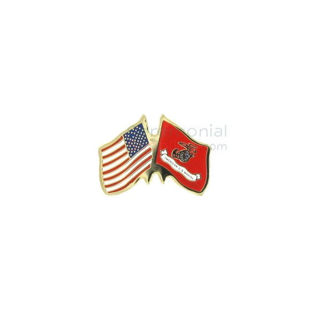 American flag and Marine Corps flag lapel pin