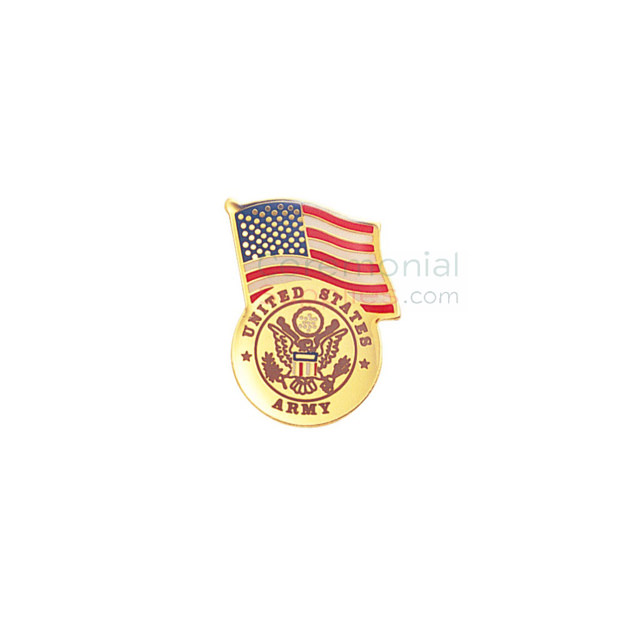American flag and Army insignia lapel pin