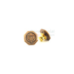 Bronze lapel pin with '15' text and American seal