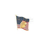 American flag with American Eagle with 'Land of the free, home of the brave' text lapel pin
