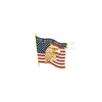 American flag with American Eagle with 'God Bless America' text lapel pin