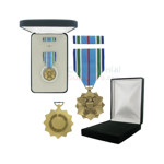 Pictured  1-3/8 Inch Joint Service Achievement Military Medal with Black Velour and Official Govt. Boxes