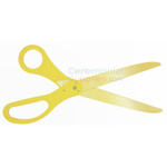Image of golden blade scissors with yellow handles.
