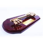 Executive Ceremonial Golden Key to the City Plaque with Piano Finish Wood Alternate Side View