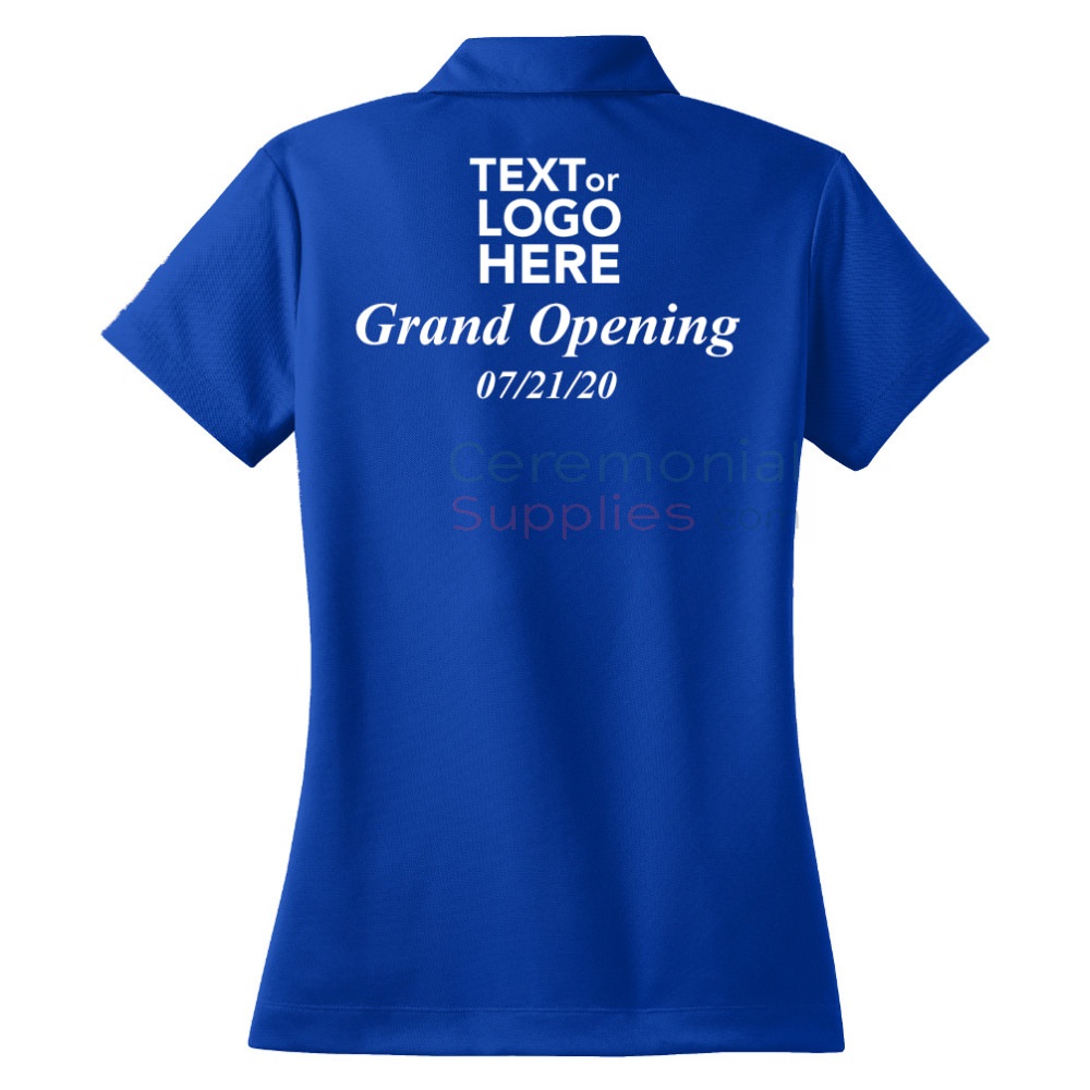 branded blue polo shirt back