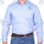 Man wearing Oxford long sleeve shirt