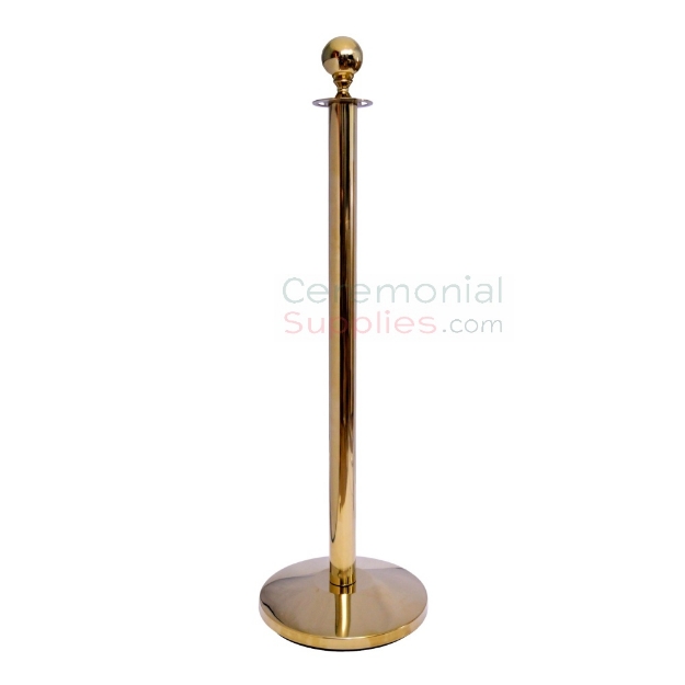 Picture of the Brass Stanchion Queue Posts with Round Top.
