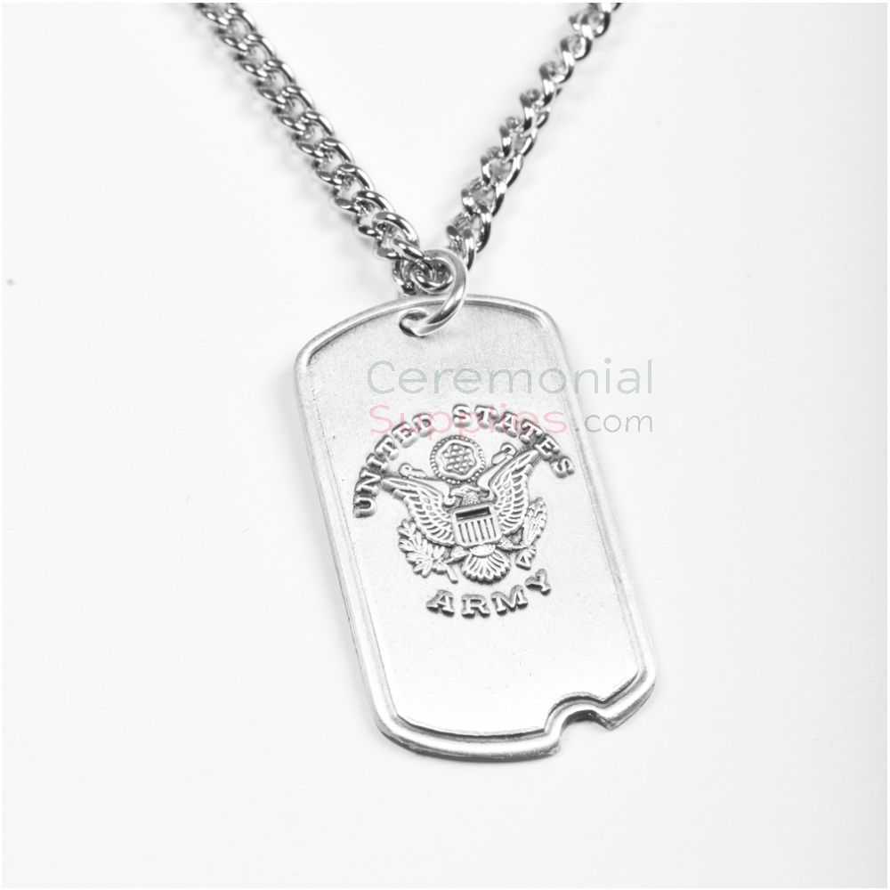 Us Army 24 Sterling Silver Dog Tag Medal With Stainless Steel