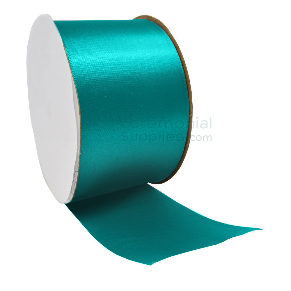two inch wide teal ribbon spool