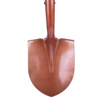 Close up picture of the Classic Brown Stainless Steel Groundbreaking Shovel.