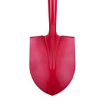 Close up picture of the Classic Red Stainless Steel Groundbreaking Shovel.	