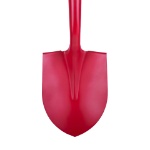 Close up picture of the Classic Red Stainless Steel Groundbreaking Shovel.	