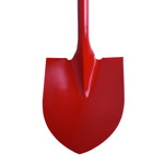 Picture of a red  shovel head for groundbreaking ceremonies.