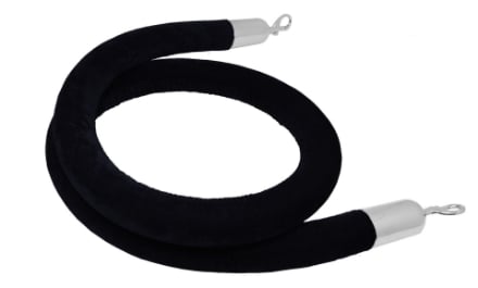 Black velour ropes with silver hooks Black velour ropes with silver hooks