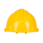 Back View of bright yellow groundbreaking hard hat.