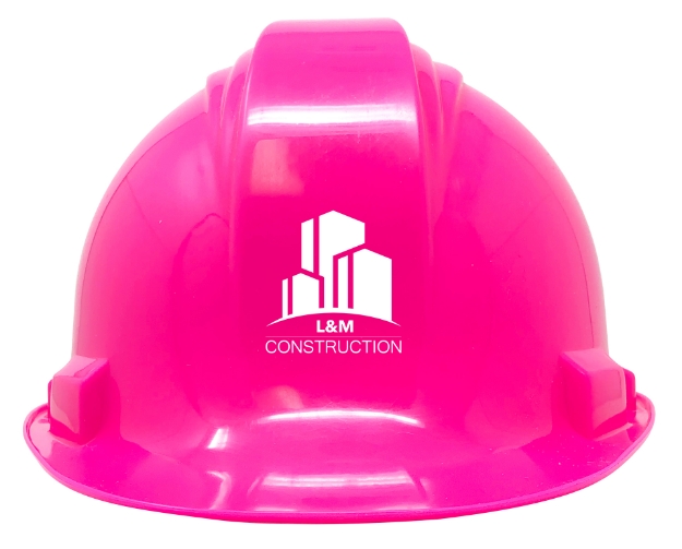 A Pink Hard Construction Hat White Vinyl