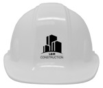 Front view picture of a White Groundbreaking Hard Hat Direct Print Logo