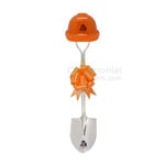 Picture of an Orange Deluxe Ceremonial Shovel, Hard Hat and Bow Kit.