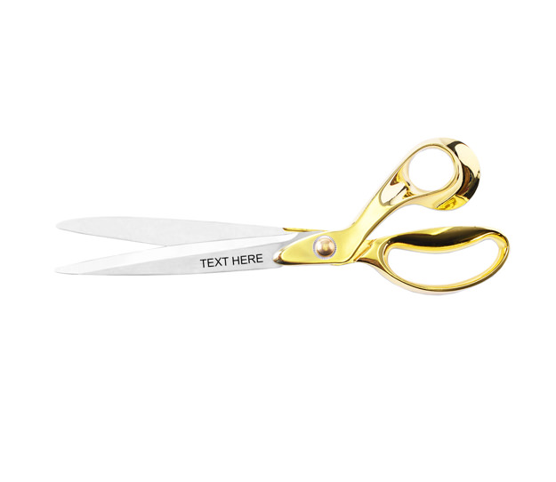 Full view deluxe golden handle stainless steel ceremonial scissors 1