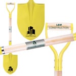 Picture of a Yellow Ceremonial Groundbreaking Shovel with Logo