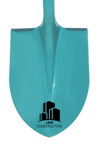 Close up picture of a Teal Ceremonial Groundbreaking Shovel Head.