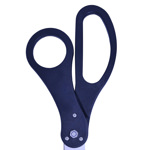 Close up of Black custom ribbon cutting scissors handles.
