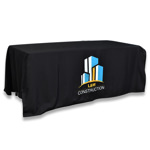 Black Rectangle Tablecloth with Custom Logo 3/4 View