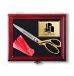 Ceremonial Scissor Display Case for 10.5 inch Scissors Front with  Logo.