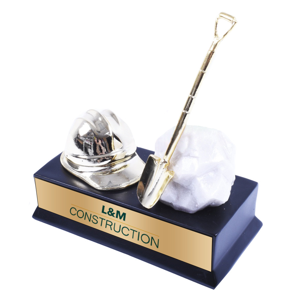 construction project keepsake desk trophy