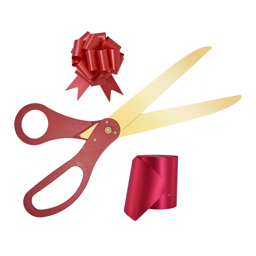 Giant Ribbon Cutting Scissor Set with Red Ribbon Included - 25