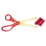 Picture of Matching Red and Gold Ribbon Cutting Kit.