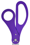 Image of ceremonial scissors with purple handles.