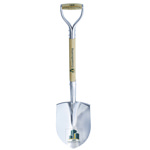 Image of The Tempered Silver Groundbreaking Shovel with Transparent Vinyl Decal Logo