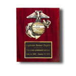 Image of Cherry finish plaque with Marine Corps emblem
